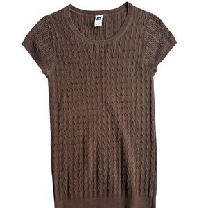 GAP Women’s Brown Cable‎ Knit Short Sleeve Sweater Top Size Large